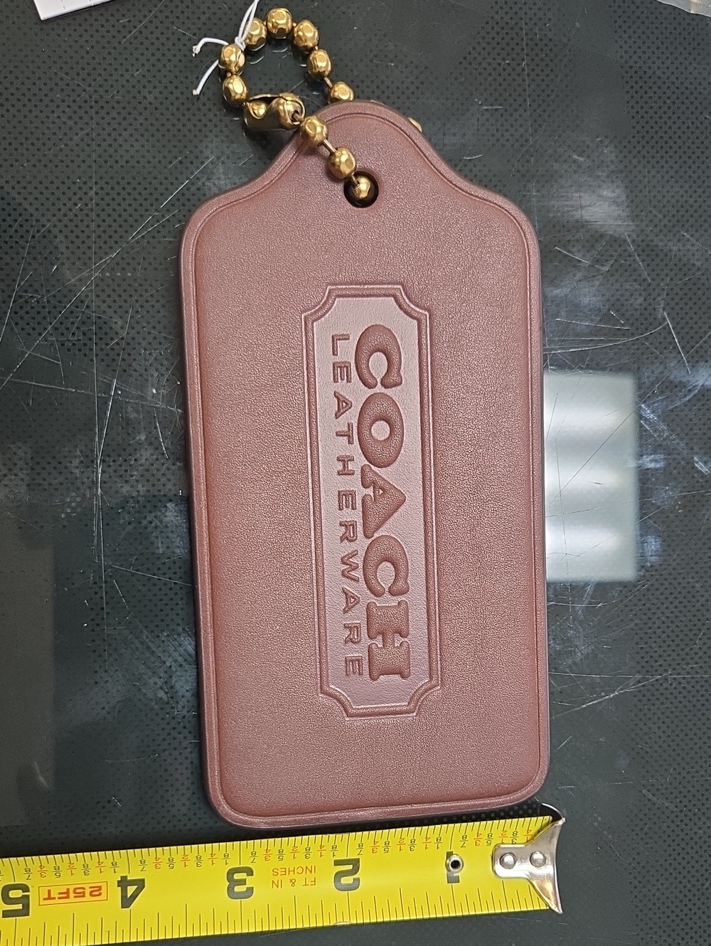 NWT XL Coach Leatherware Hang Tag in Dark Brown with  Chain - Picture 4 of 6